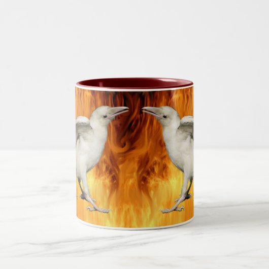 Unieke Rare White Raven Photo & Flams Mok (Center)