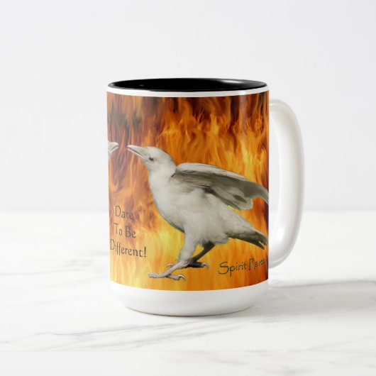 Unieke Rare White Raven Photo & Flams Mok (Voorkant rechts)