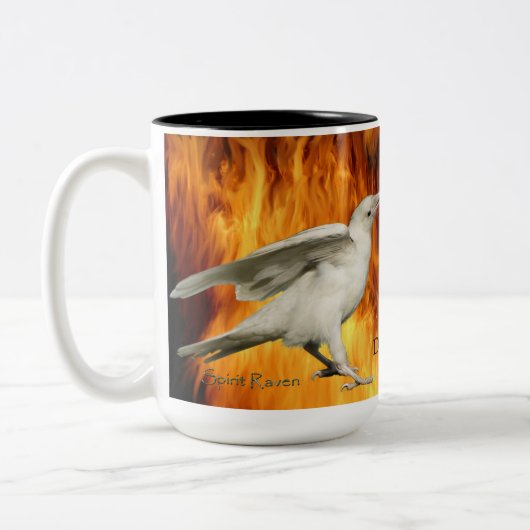 Unieke Rare White Raven Photo & Flams Mok (Links)