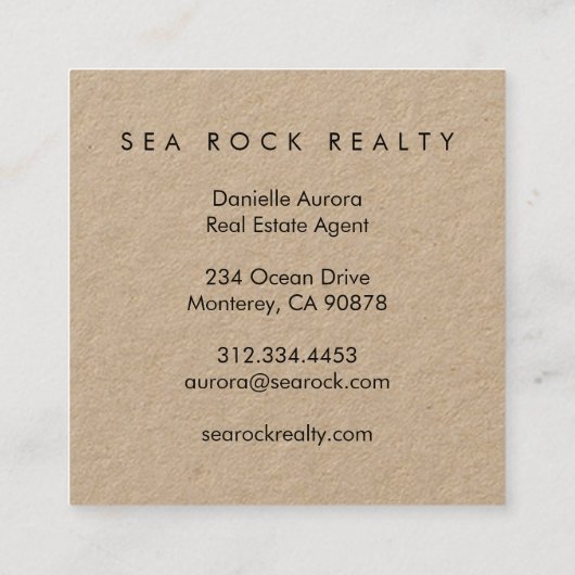 Unieke Real Estate Agent Rocks Beach Photo KRAFT Vierkante Visitekaartje (Achterkant)