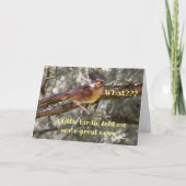 Unieke Red Bird Baby Aankondiging Kaart (Voorkant)