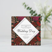 Unieke Red Black Abstract One Line Art Weddenschap Kaart (Staand voorkant)