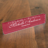 Unieke Red Carmine Script Consultant Naamplaat Naambordje (Zijkant)