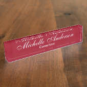 Unieke Red Carmine Script Consultant Naamplaat Naambordje (Zijkant)