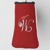 Unieke Red Custom Monogram Name Roos Putter Golfheadcover (Draai 90)