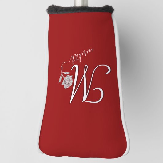 Unieke Red Custom Monogram Name Roos Putter Golfheadcover (Draai 90)