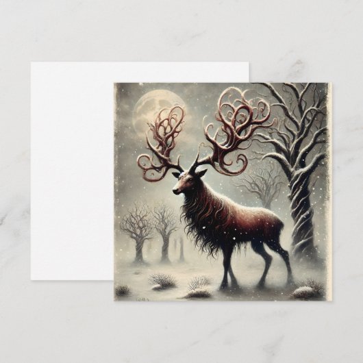 Unieke Red Deer Christmas Kaart (Voorkant / Achterkant)