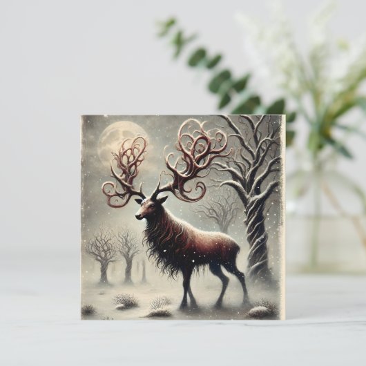 Unieke Red Deer Christmas Kaart (Staand voorkant)