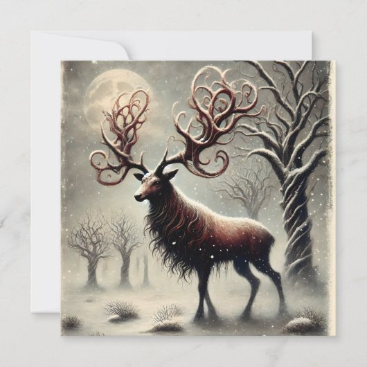 Unieke Red Deer Christmas Kaart (Voorkant)
