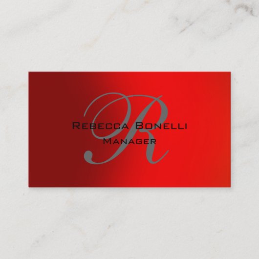 Unieke Red Gray Monogram Manager Visitekaartje (Voorkant)