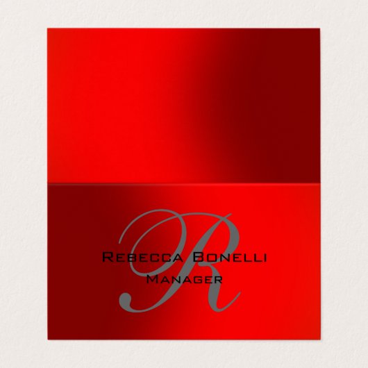 Unieke Red Gray Monogram Manager Visitekaartje (Buitenkant ongevouwen)