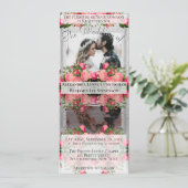 Unieke reflecterende foto Boho roze bloemenbruilof Kaart (Staand voorkant)