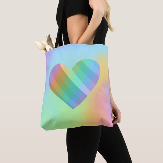 Unieke regenbooghartCanvas tas (Dichtbij)