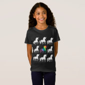 Unieke regenboogzwarte en witte Unicorn Pattern Gi T-shirt (Voorkant volledig)