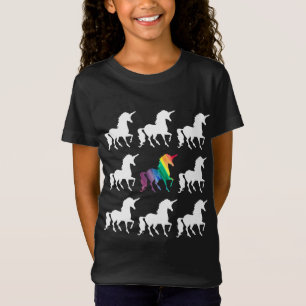 Unieke regenboogzwarte en witte Unicorn Pattern Gi T-shirt