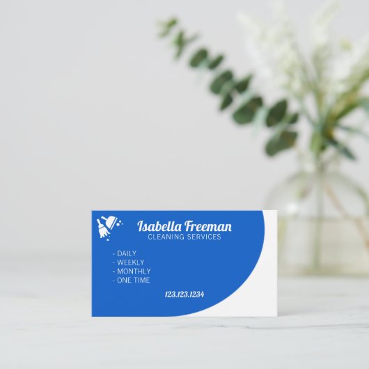 Unieke reiniging van het witte en blauwe vaste hui visitekaartje (Staand voorkant)