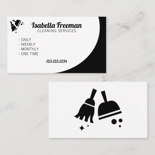 Unieke reiniging van zwart-wit en witvormig huis visitekaartje (Voorkant / Achterkant)