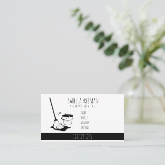 Unieke reinigingsservice voor wit en zwart huis  visitekaartje (Staand voorkant)