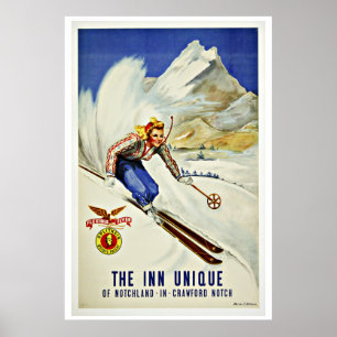 Unieke Resorts Ski Vintage Travel Poster