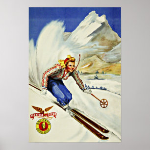 Unieke Resorts Ski Vintage Travel Poster