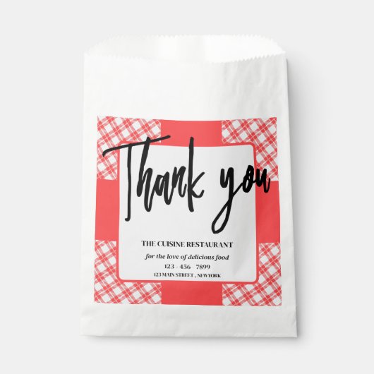 Unieke restaurant bakkerij cafe voedselpapier bedankzakje (Voorkant)
