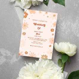 Unieke retro 70s bruiloft kaart