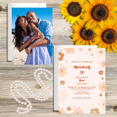 Unieke retro 70s bruiloft kaart