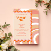 Unieke retro  70s bruiloft kaart