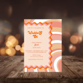 Unieke retro  70s bruiloft kaart