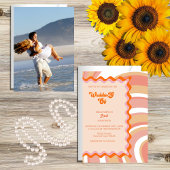 Unieke retro  70s bruiloft kaart