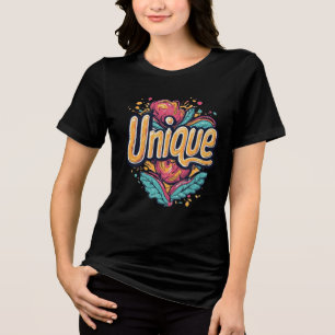 Unieke Retro Bloem Typografie Levendig Pop Art T-S Tri-Blend Shirt