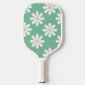 Unieke Retro Bloemen Monogram Groen & Lavendel Pickleball Paddle (Achterkant)