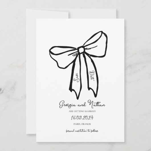 Unieke Retro Bow Bewaar de Datum Uitnodiging (Voorkant)