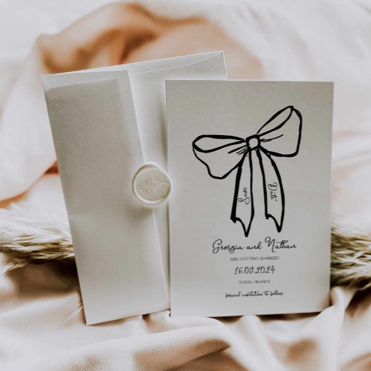 Unieke Retro Bow Bewaar de Datum Uitnodiging