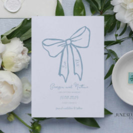 Unieke Retro Dusty Blue Save the Date Uitnodiging