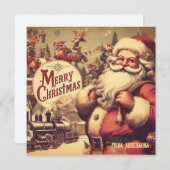 Unieke retro illustratie Sinterklaas Feestdagenkaart (Voorkant / Achterkant)