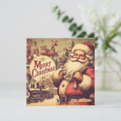 Unieke retro illustratie Sinterklaas Feestdagenkaart (Staand voorkant)