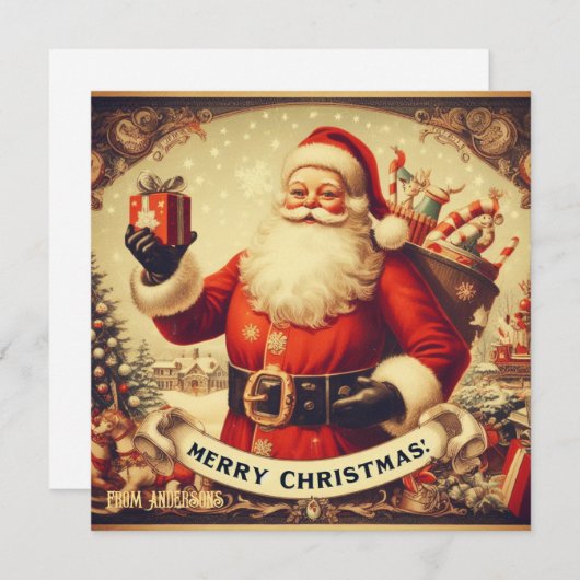 Unieke retro illustratie Sinterklaas Feestdagenkaart (Voorkant / Achterkant)