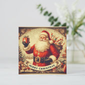 Unieke retro illustratie Sinterklaas Feestdagenkaart (Staand voorkant)