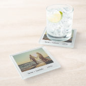 Unieke Retro Instant Photo Wedding Glazen Onderzetter (Schuin)