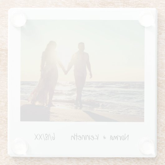 Unieke Retro Instant Photo Wedding Glazen Onderzetter (Achterkant)