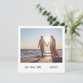 Unieke Retro Instant Photo Wedding Postponement Aankondiging (Staand voorkant)