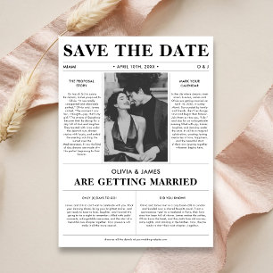 Unieke Retro Krant Budget Trouwfoto Save The Date