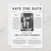 Unieke Retro Krant Budget Trouwfoto Save The Date (Voorkant)