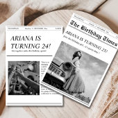Unieke retro krant verjaardagsfeestuitnodiging kaart
