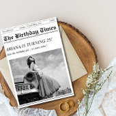 Unieke retro krant verjaardagsfeestuitnodiging kaart