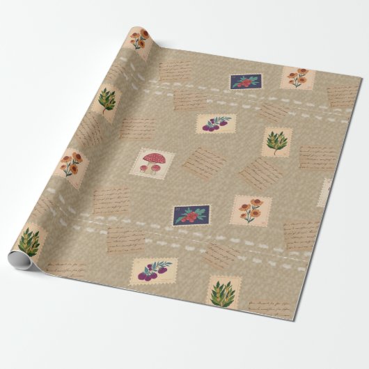 Unieke Retro stempels Cadeaupapier (Uitgerold)