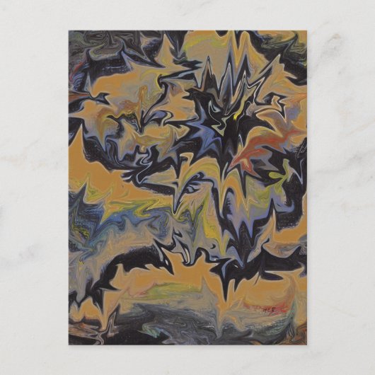 Unieke  retro stijl Briefkaart van een Vocano (Voorkant)