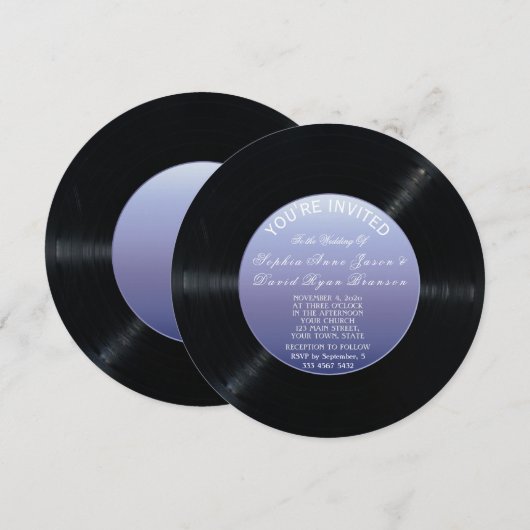 Unieke Retro Vinylplaat Huwelijksuitnodiging Kaart (Voorkant / Achterkant)