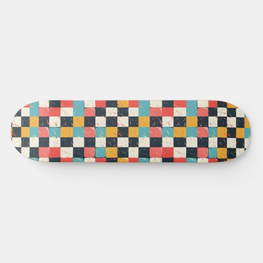 Unieke Retro Y2K Checker Design Skateboard (Horizontaal)